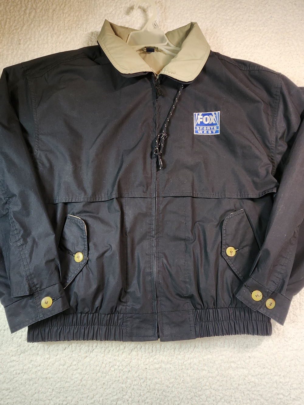 Gear For Sports Fox Sports West Men's Medium Black Windbreaker Jacket Made Korea